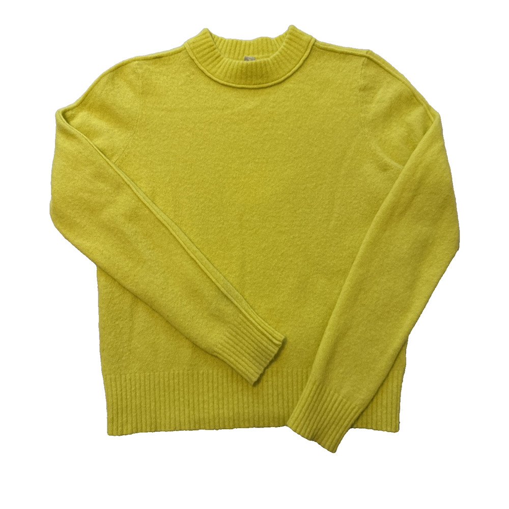Athleta Transit Women's S Merino‎ Wool Crewneck Sweater Lavish Lime Neon Green